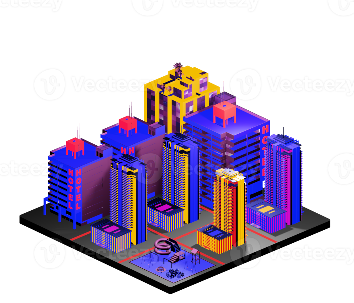 Isometric building arrangement png