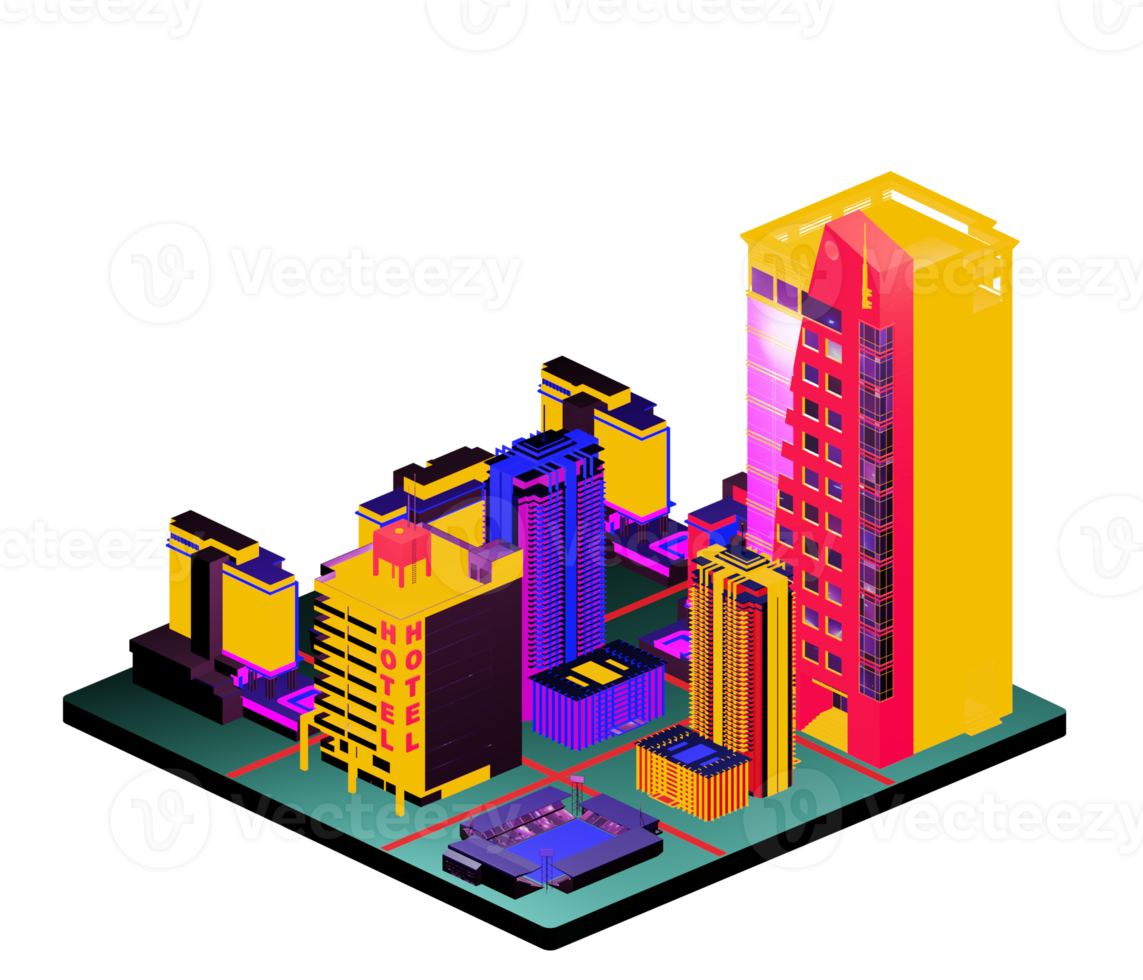 Isometric building arrangement png