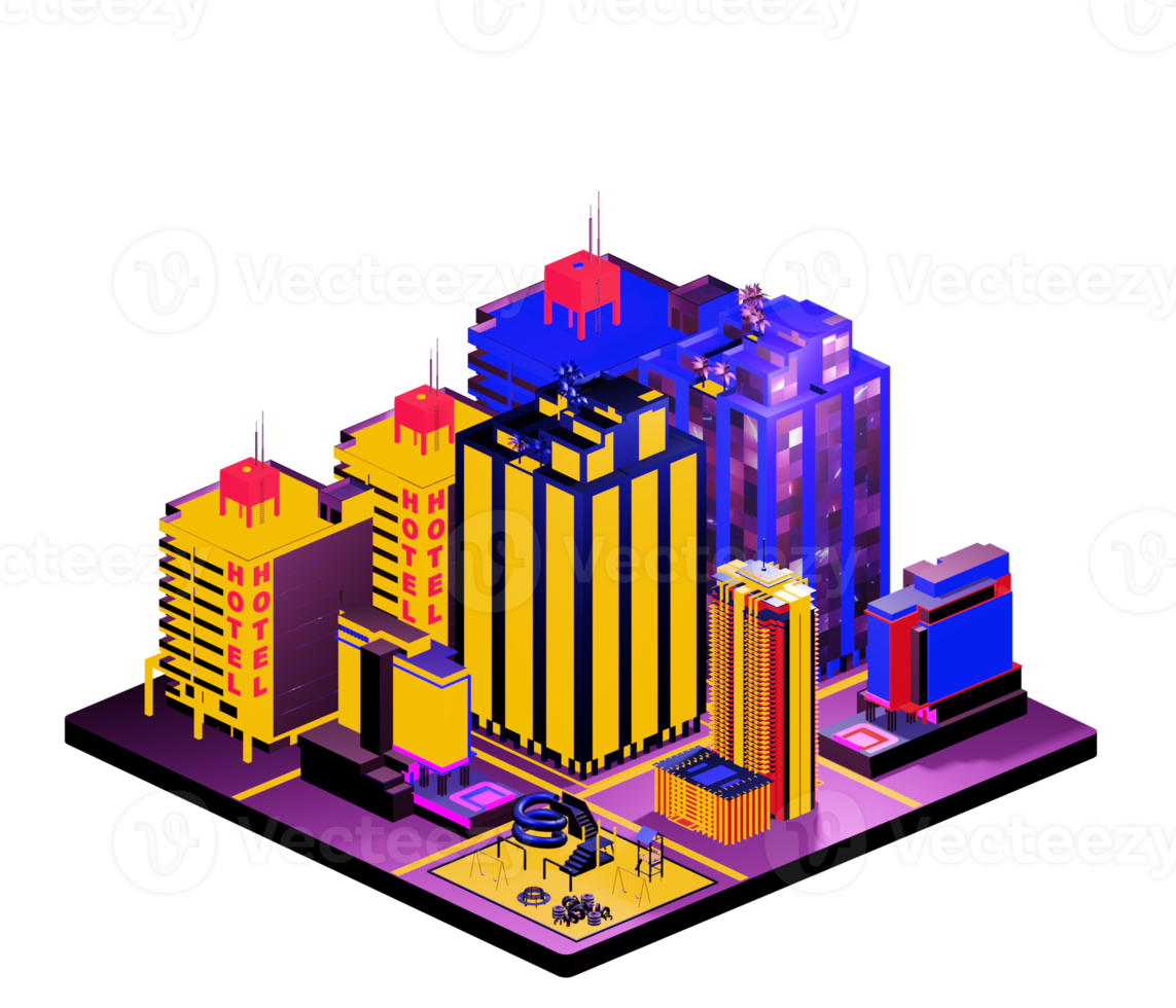 Isometric building arrangement png