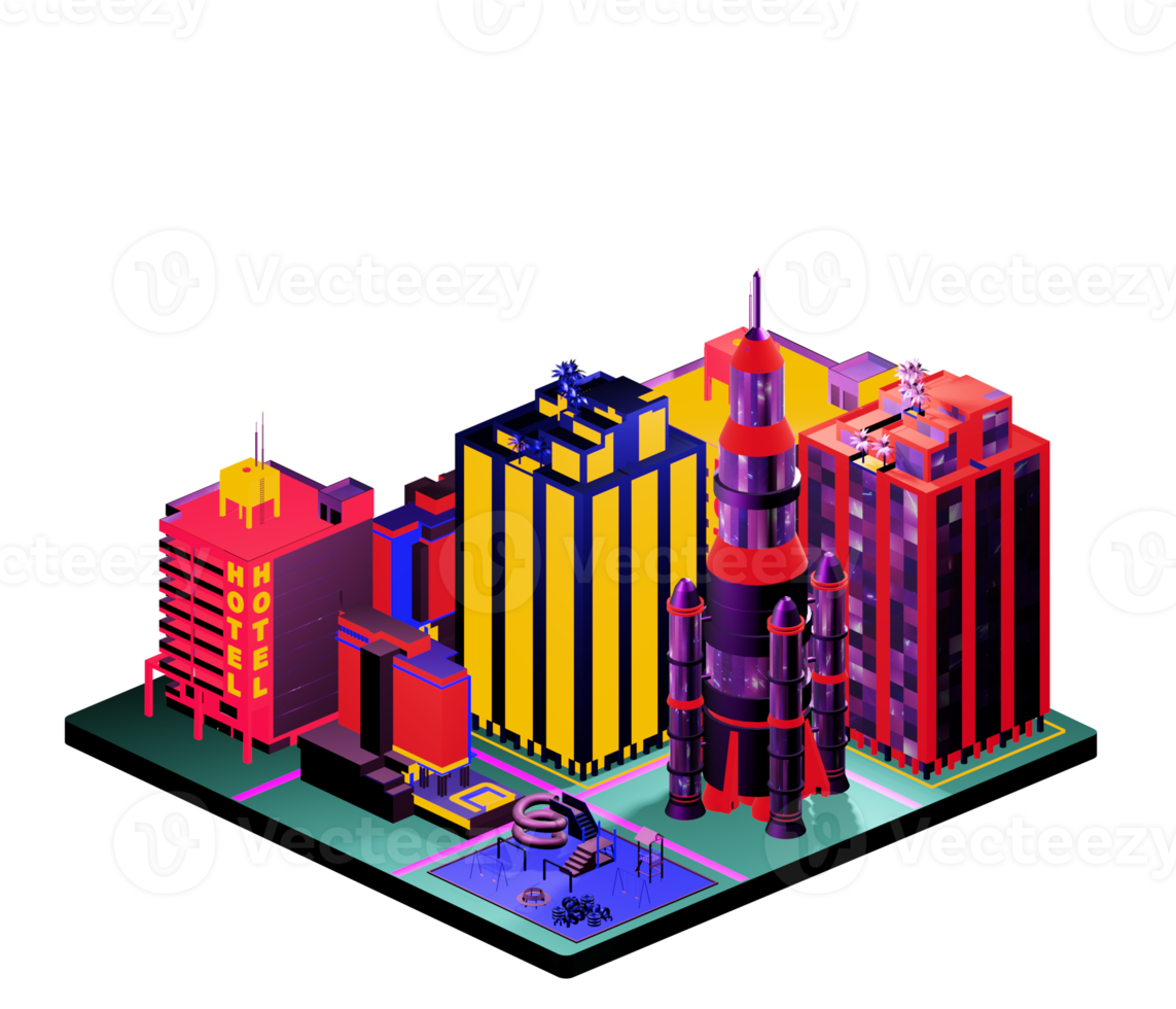 Isometric building arrangement png