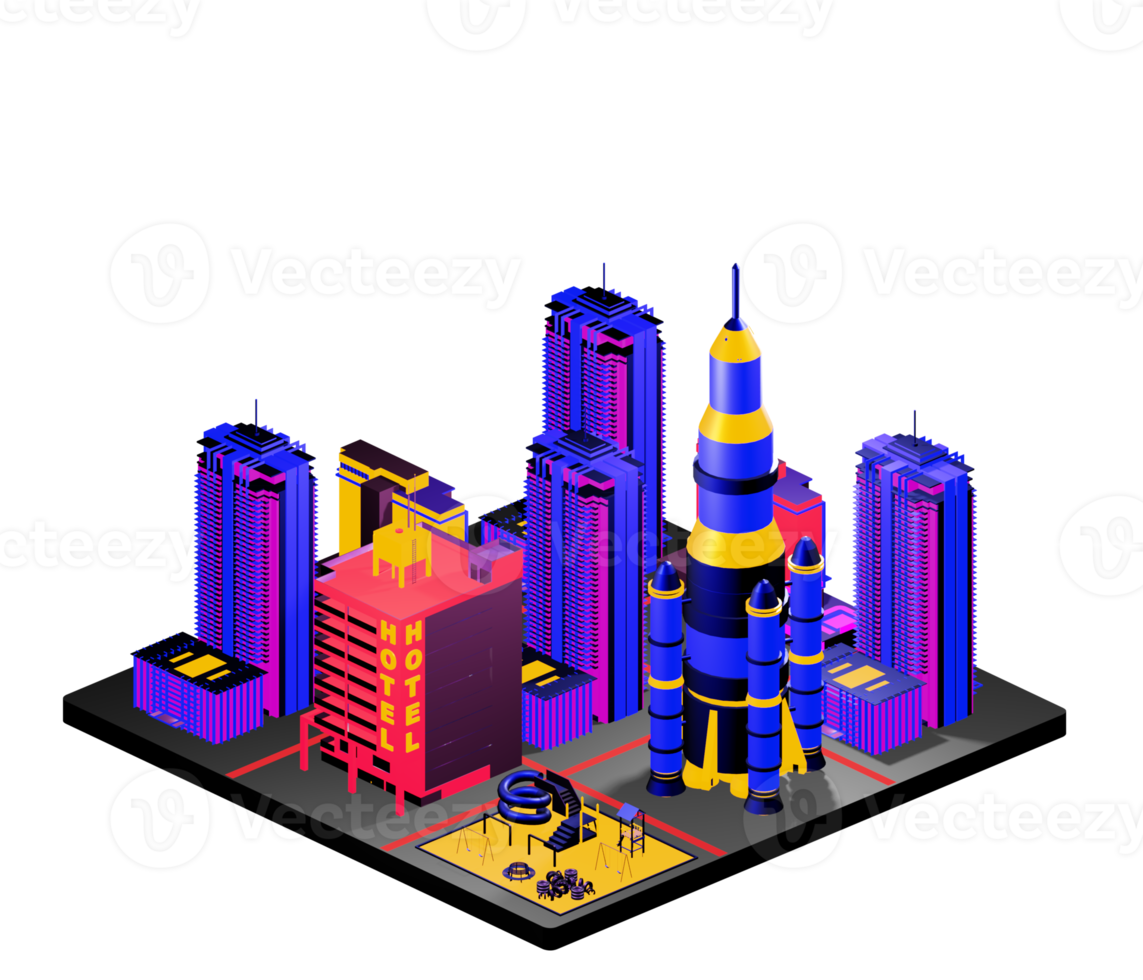 Isometric building arrangement png