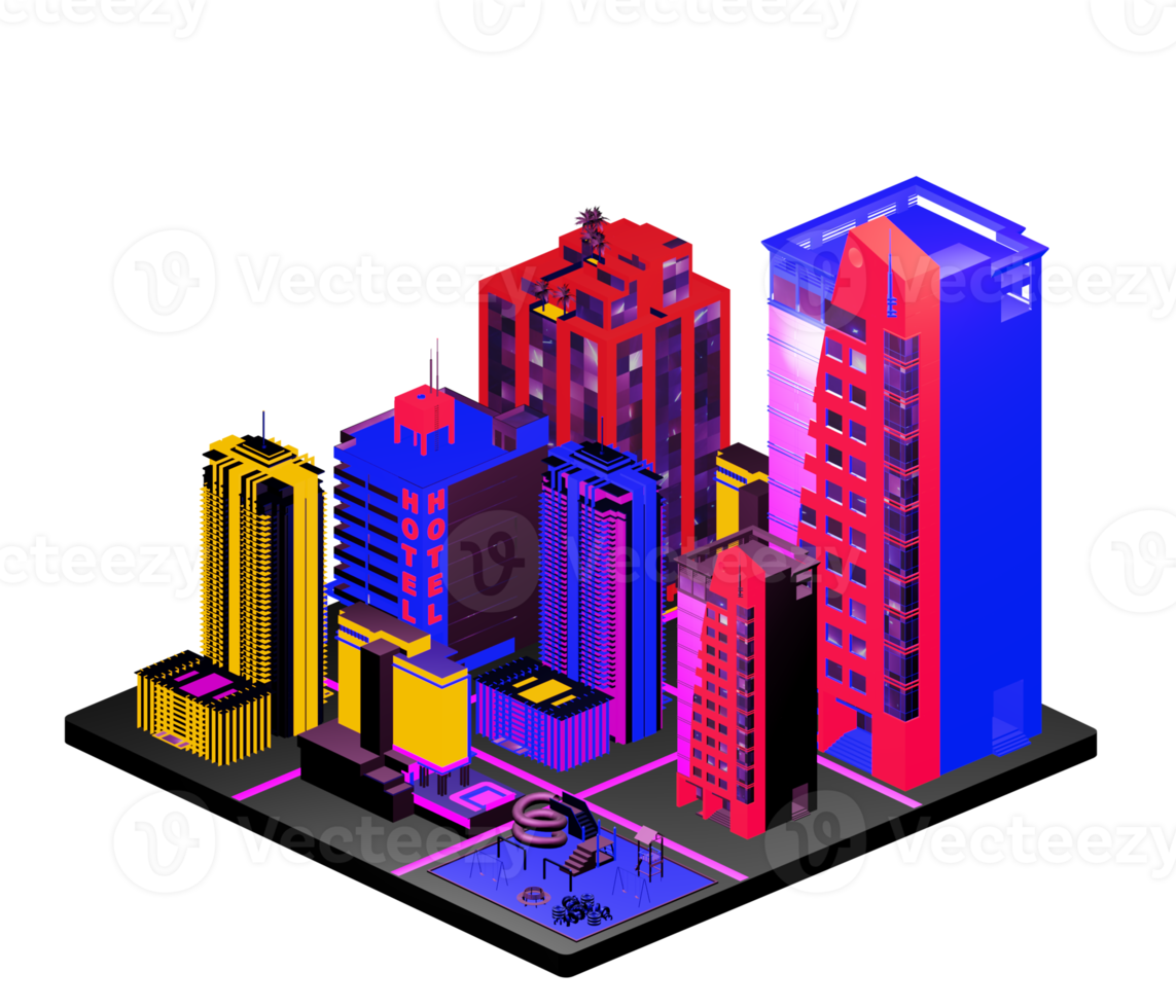 Isometric building arrangement png