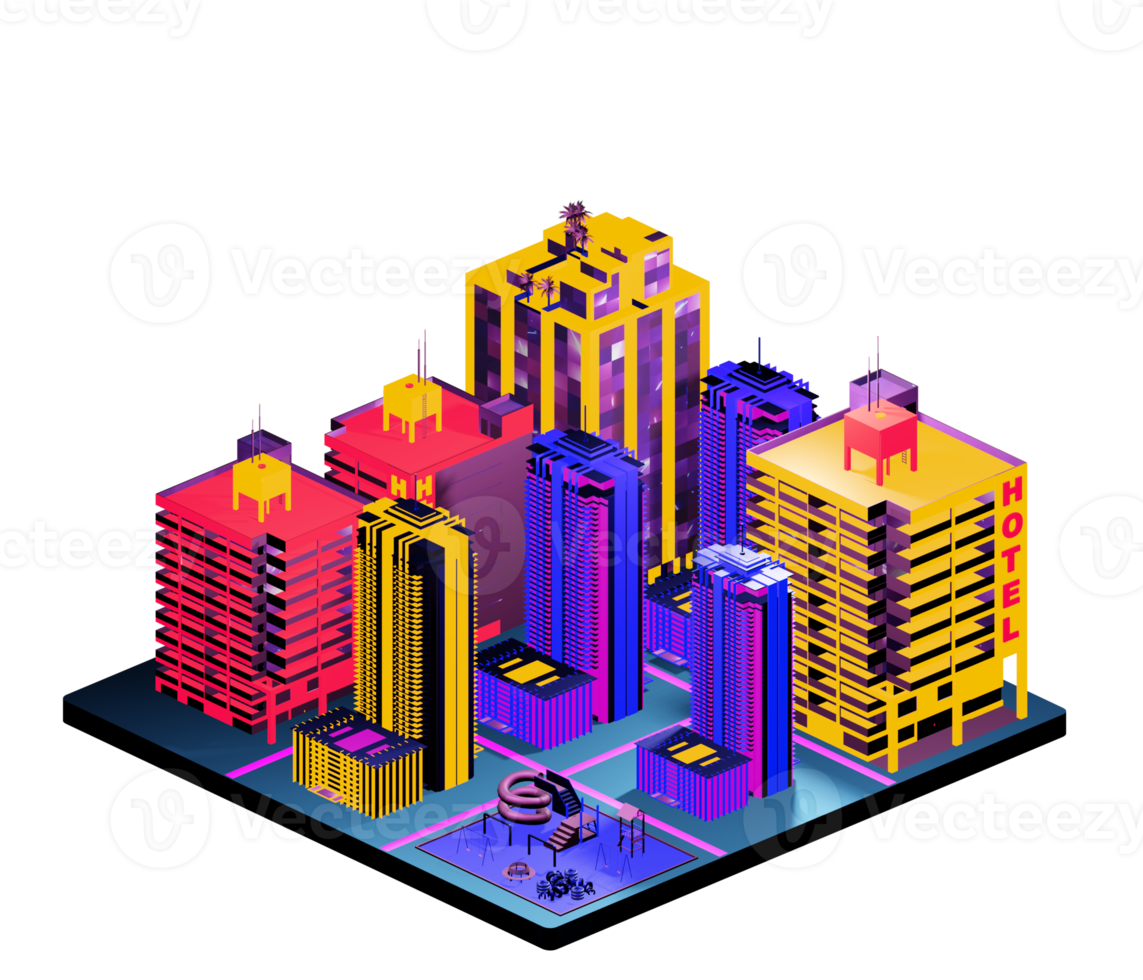 Isometric building in retro style png