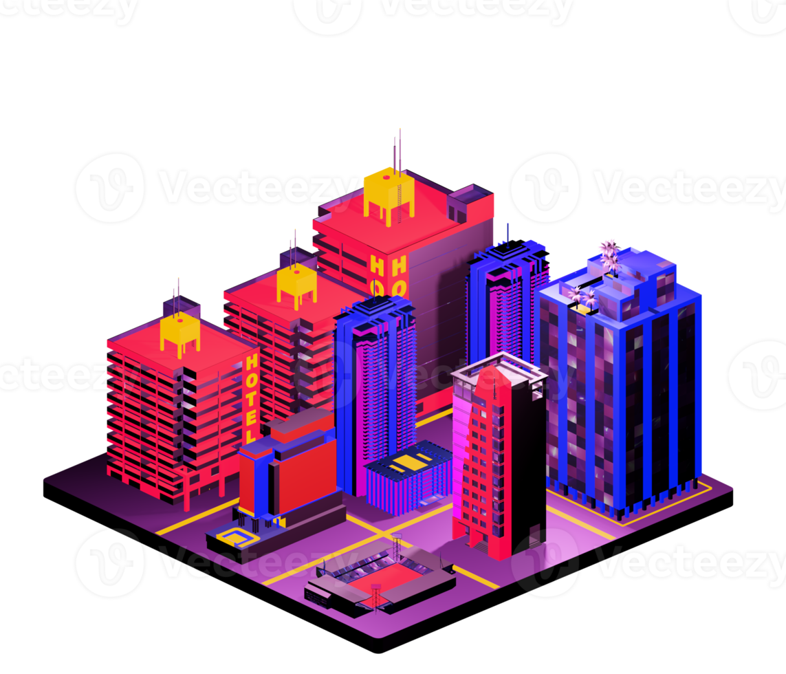 Isometric building in retro style png