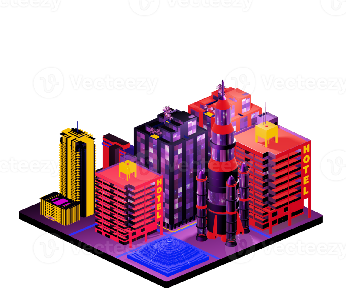 Isometric building in retro style png