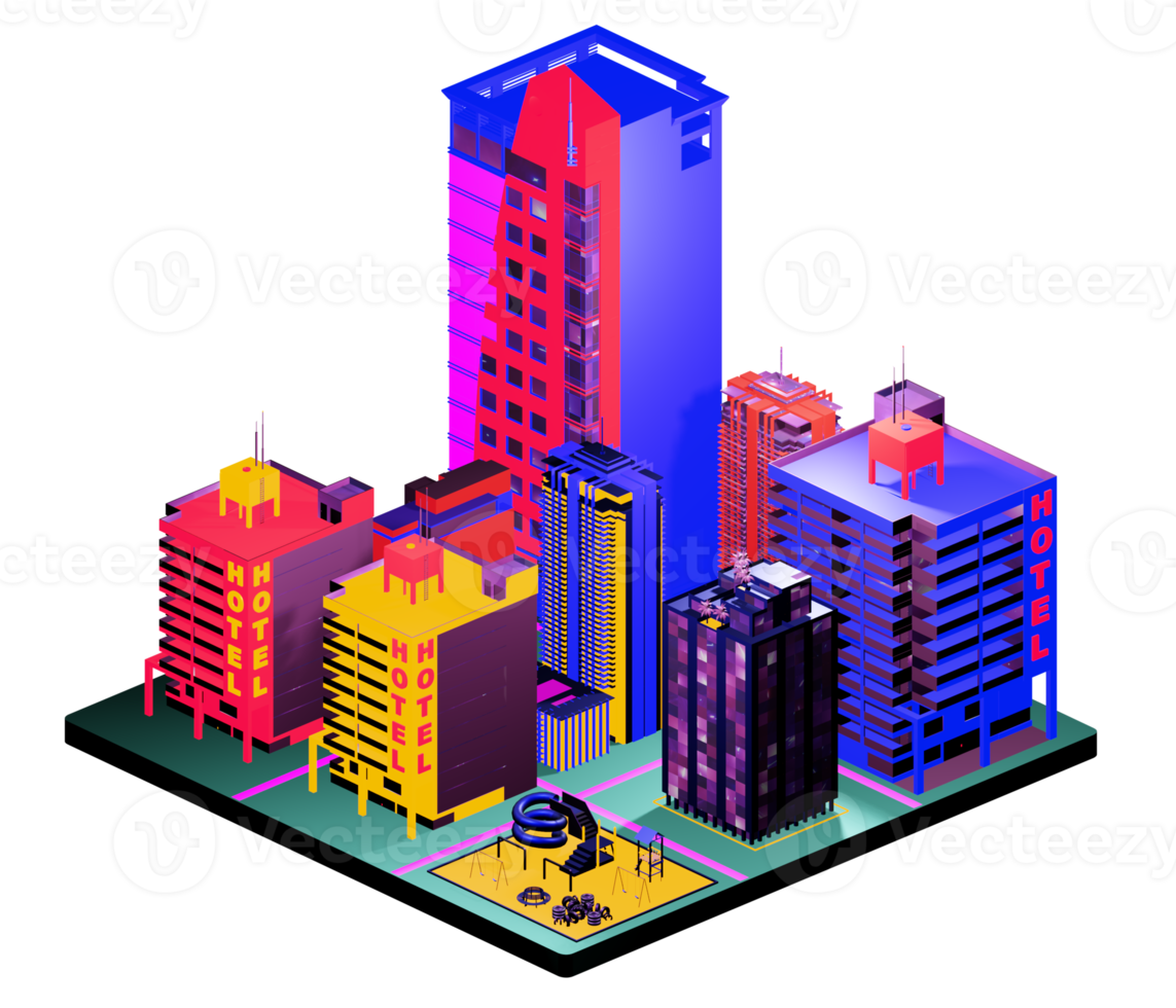 Retro isometric building png