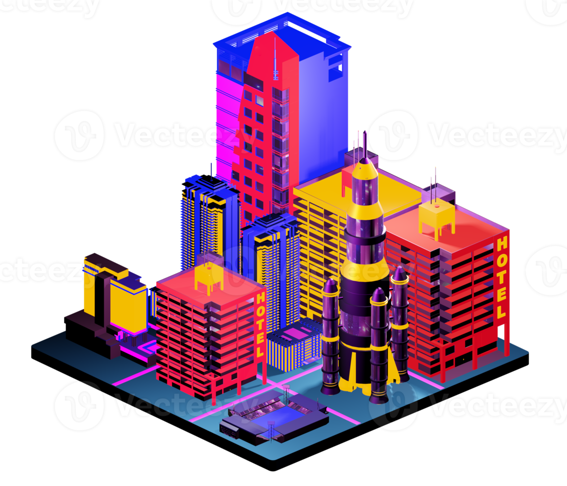Isometric building in retro style png