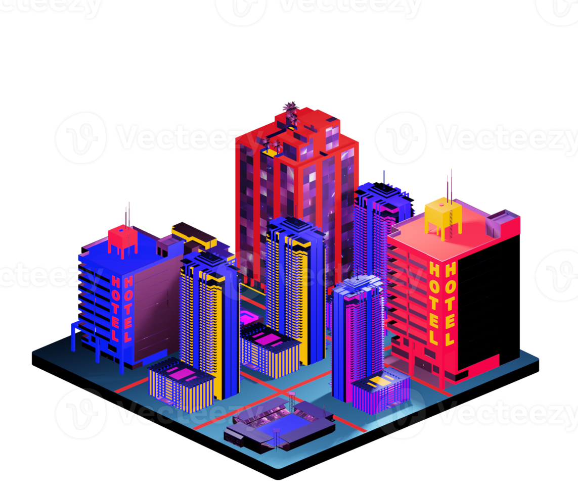 Isometric building in retro style png