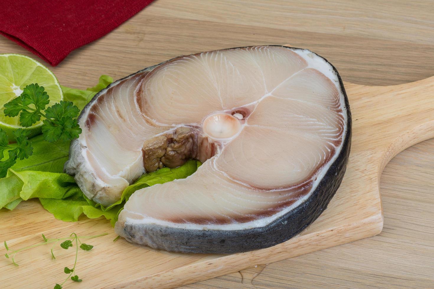 Raw blue shark steak photo
