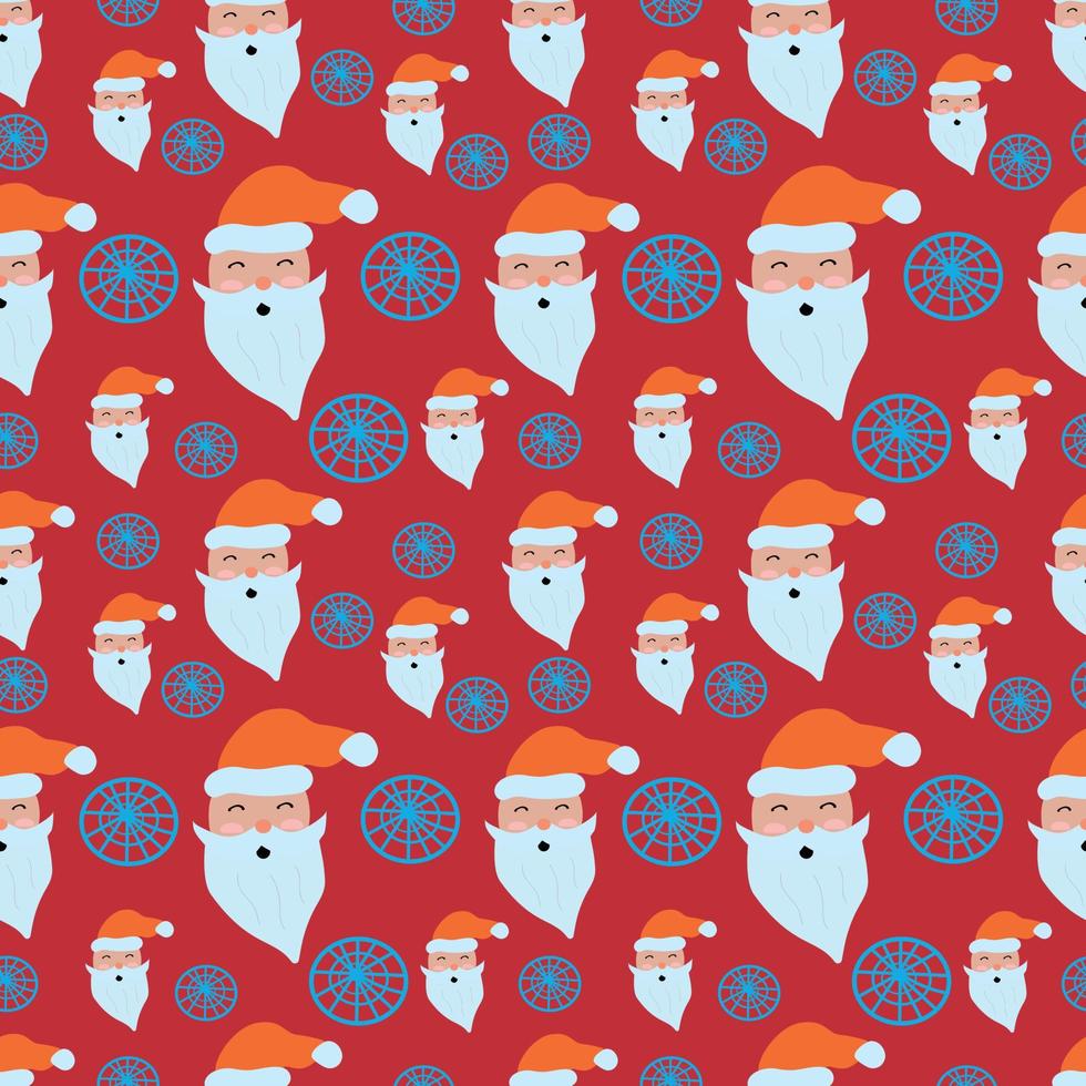 patrón de santa claus con copos de nieve sobre un fondo rojo festivo. para tejidos y papel de regalo. vector. vector