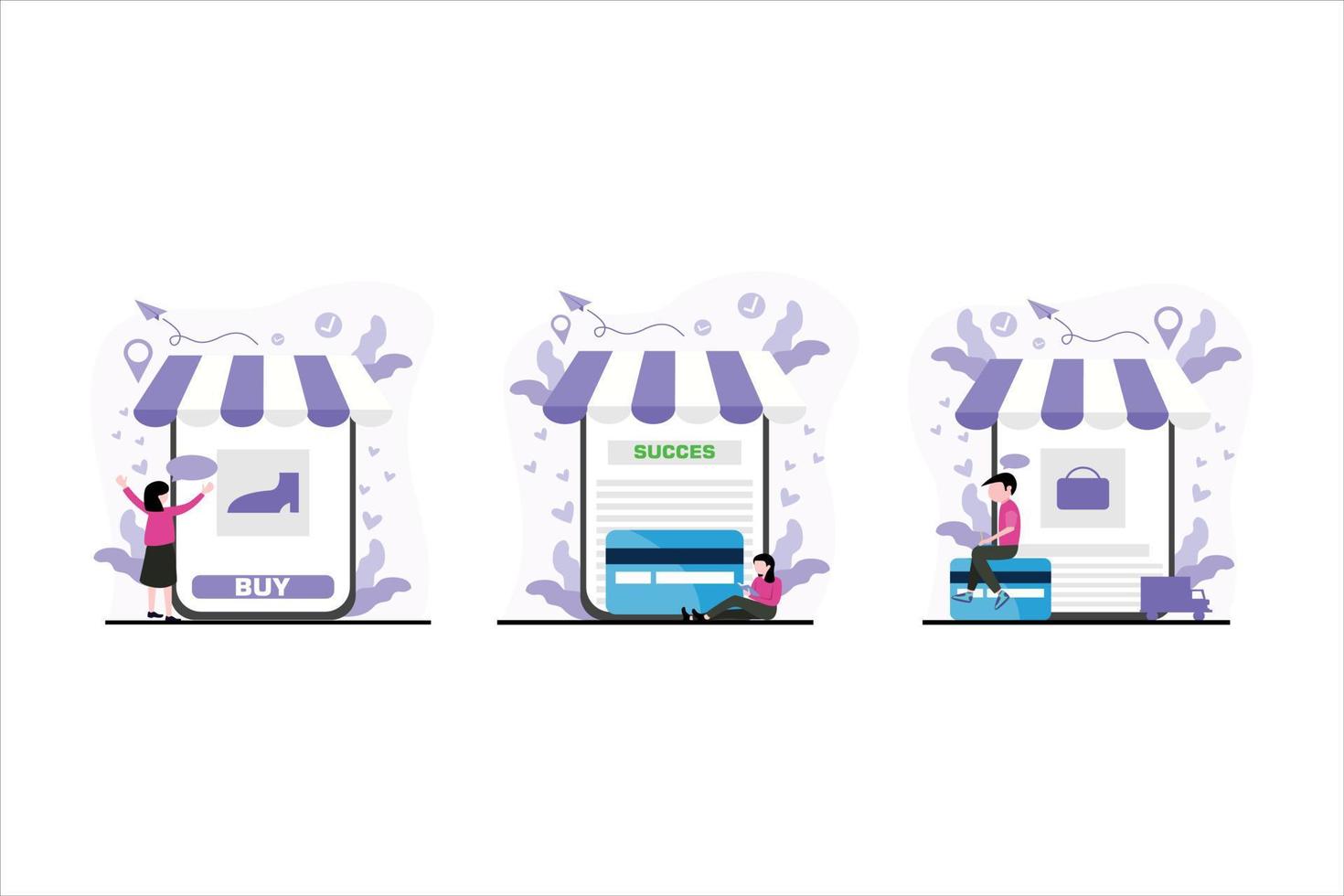 Shopping Flat Bundle Design Illustration vector