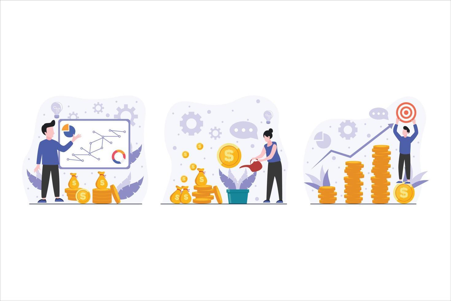 Financial Flat Bundle Design Illustration vector