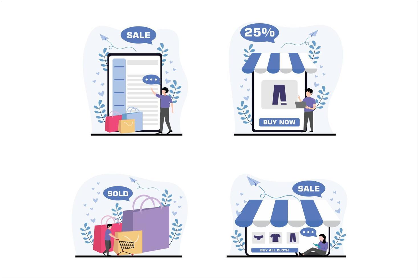 Shopping Flat Bundle Design Illustration vector