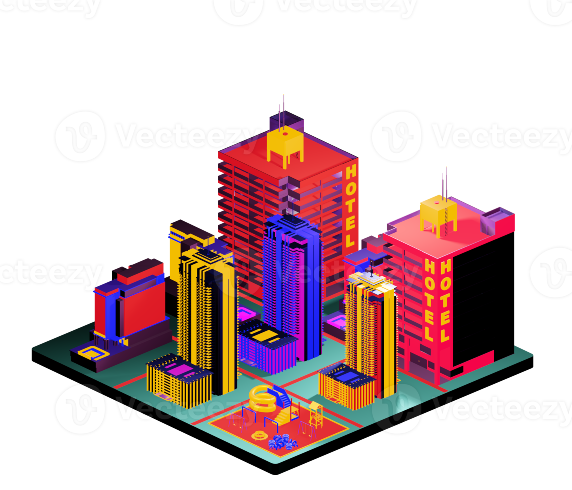 Isometric building arrangement png