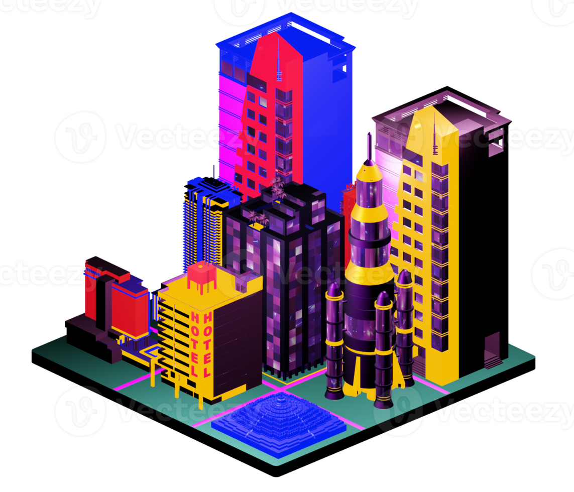 Isometric building in retro style png