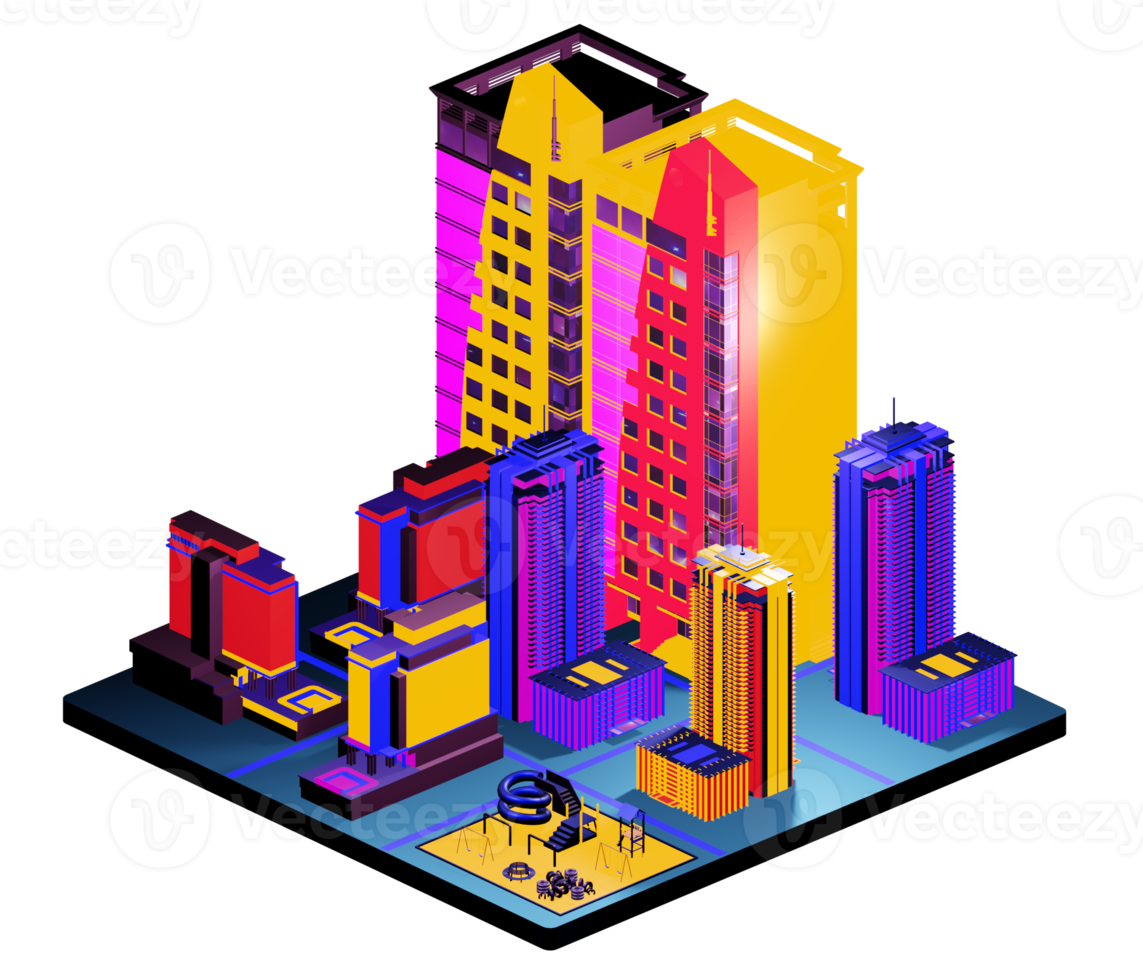 Isometric building in retro style png