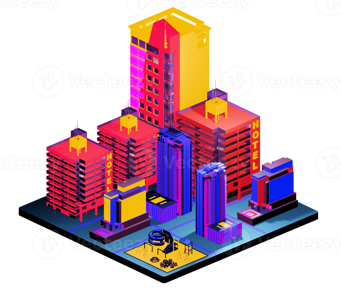 Isometric building arrangement png