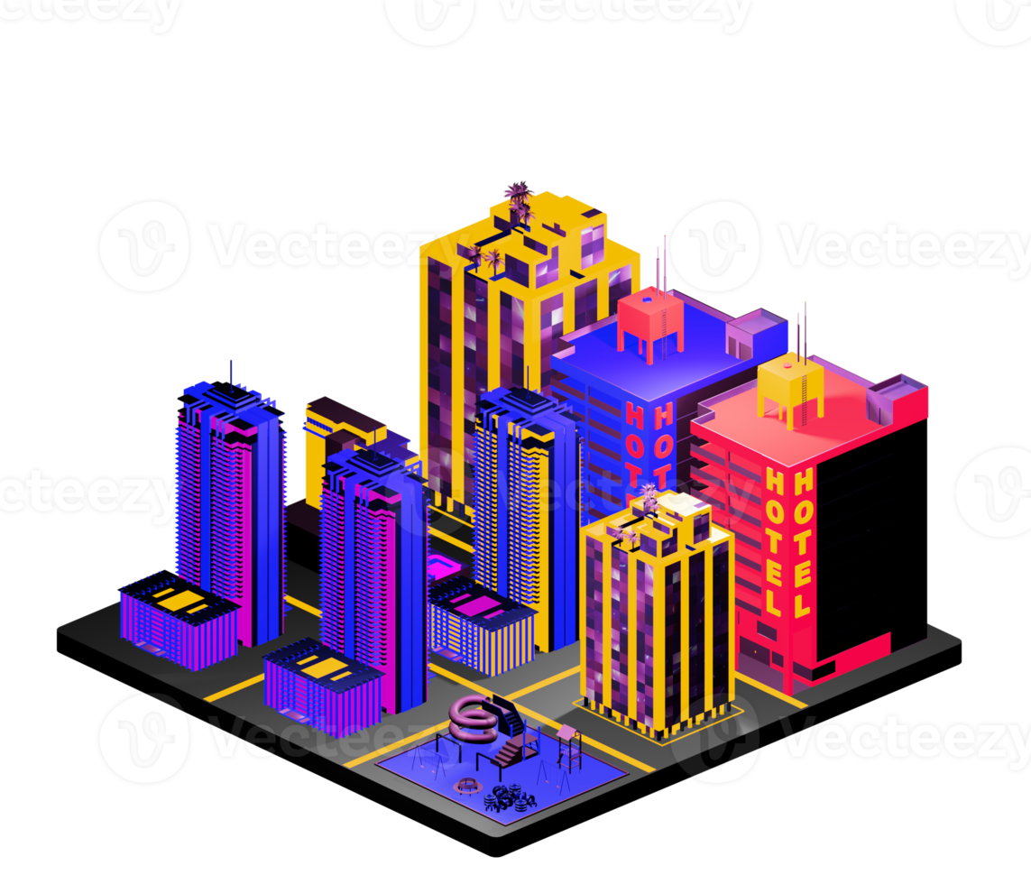 Isometric building arrangement png