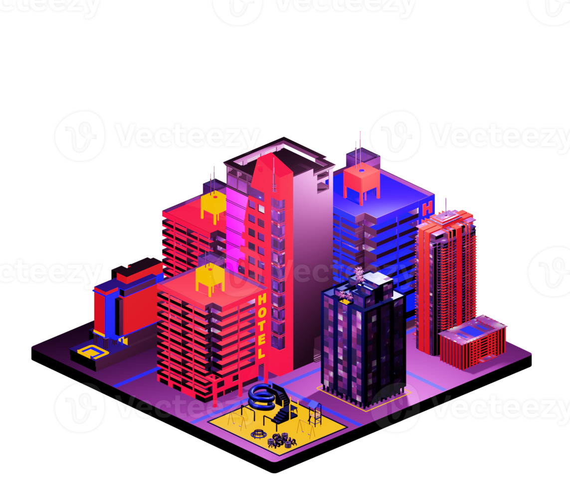 Isometric building arrangement png