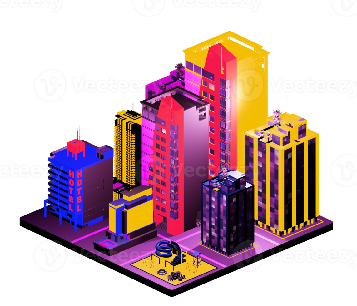 Isometric building arrangement png