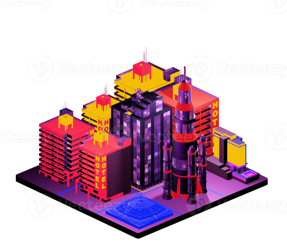 Retro isometric building png