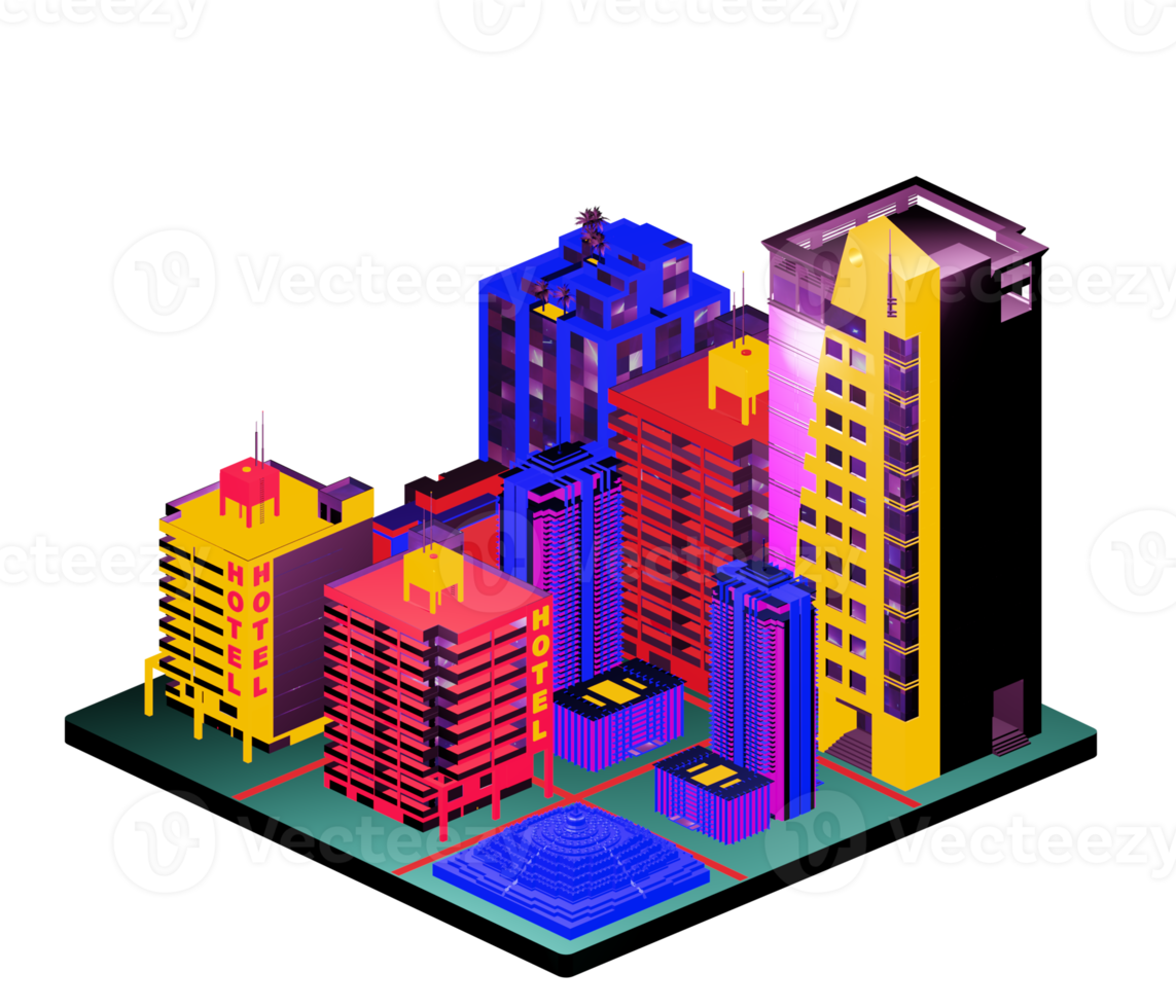 Retro isometric building png