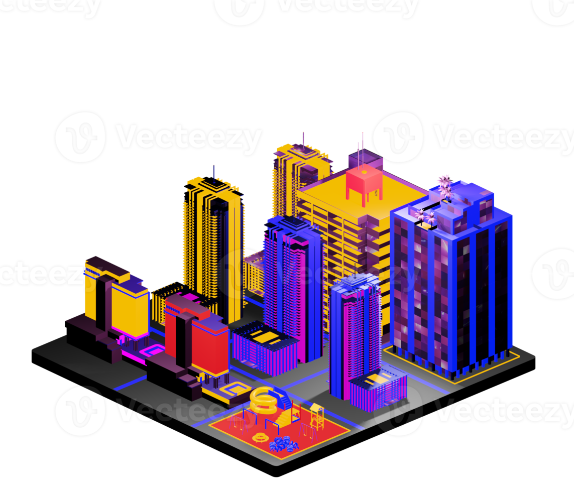 Isometric building in retro style png