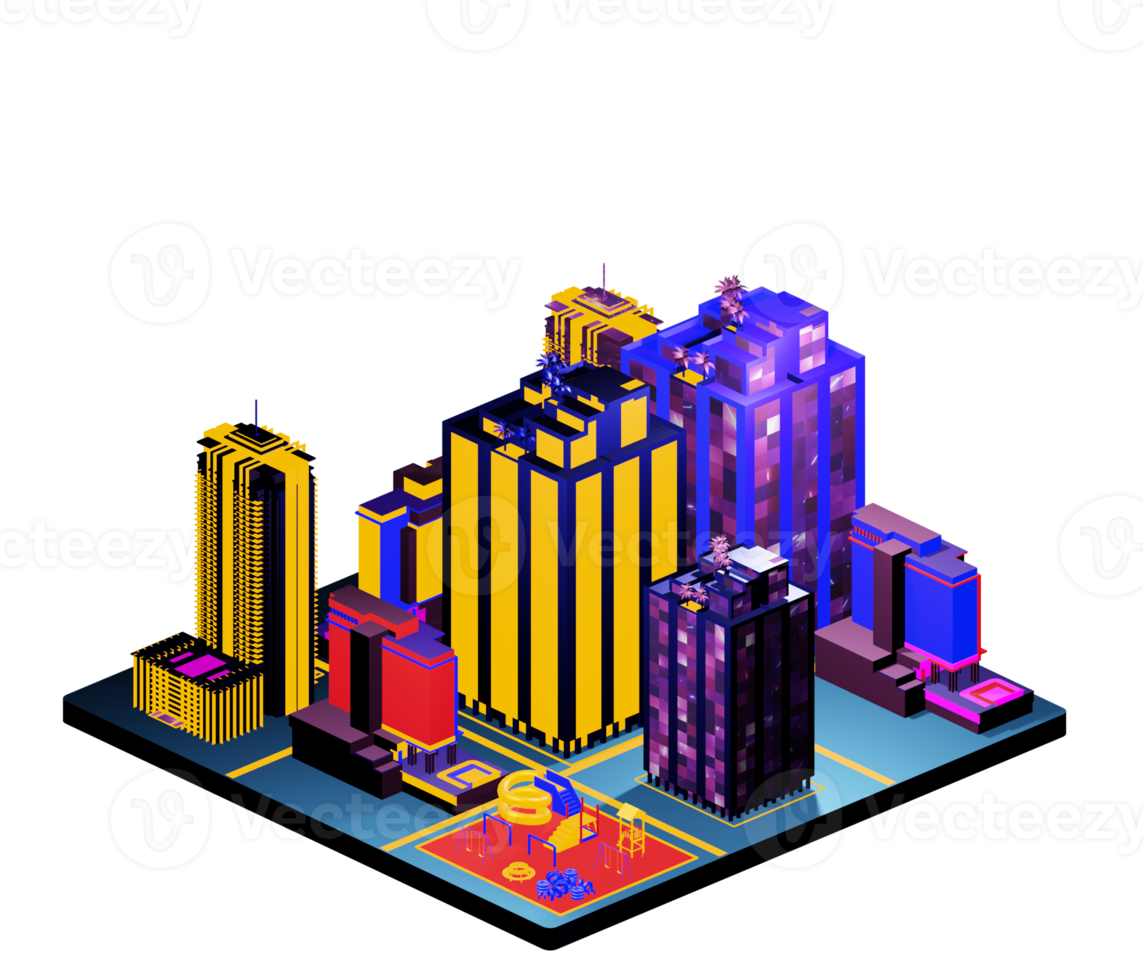 Isometric building arrangement png