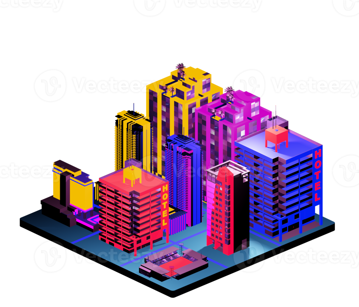 Isometric building arrangement png