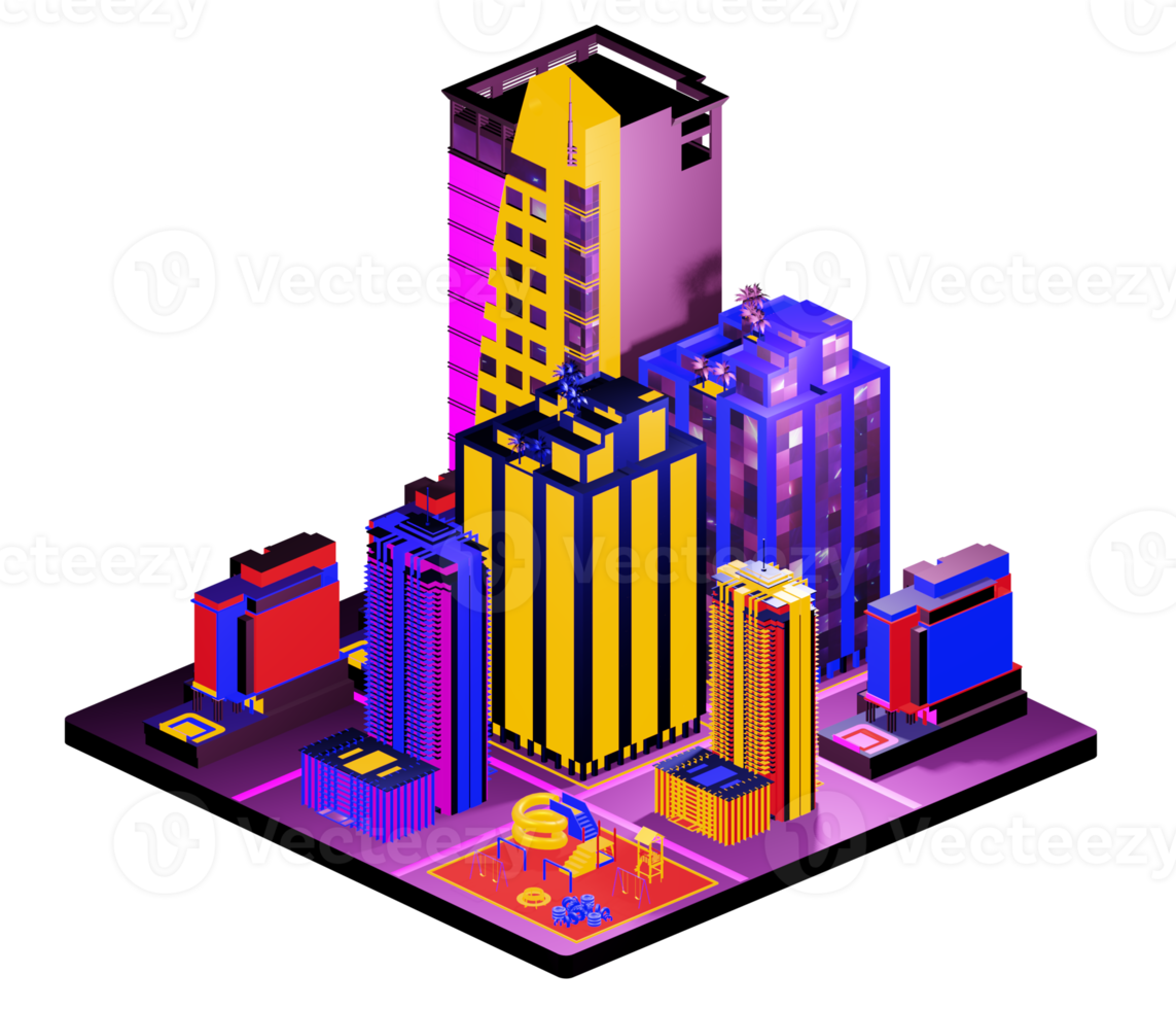 Retro isometric building png