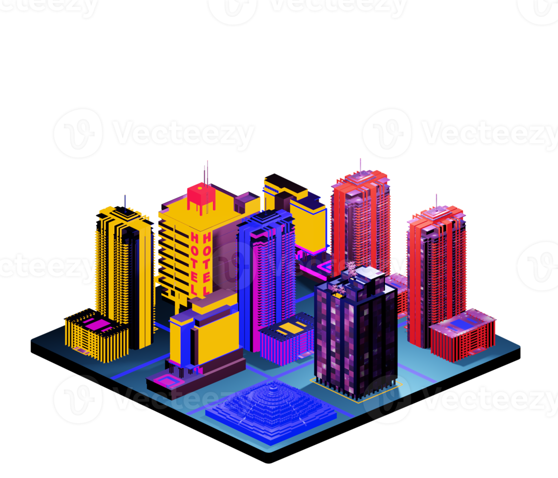 Isometric building arrangement png