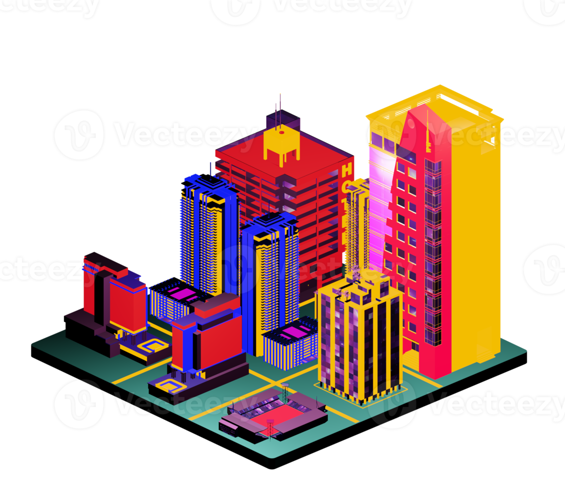 Isometric building arrangement png