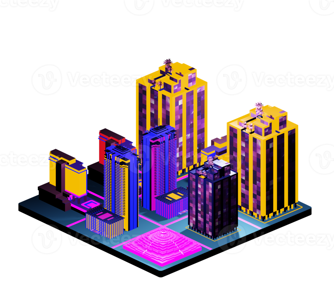 Isometric building arrangement png