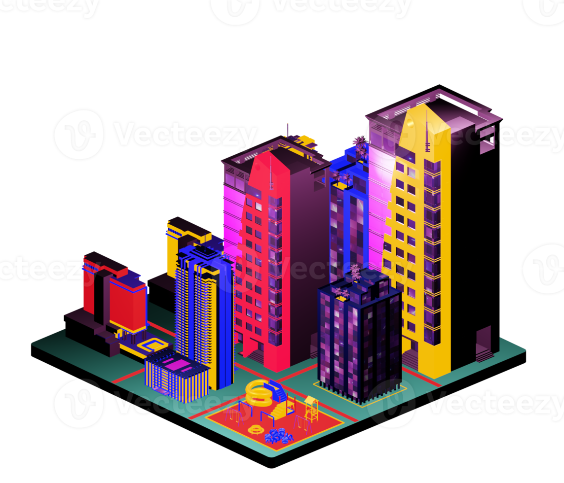 Isometric building arrangement png