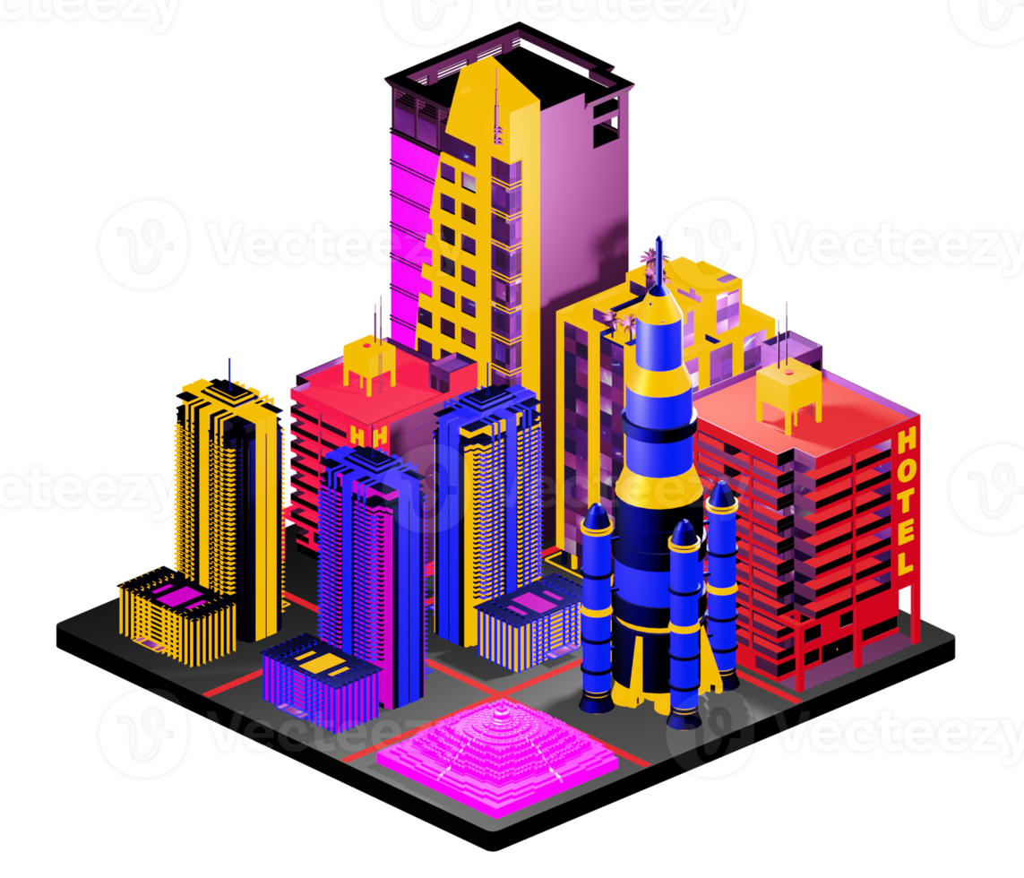 Isometric building in retro style png