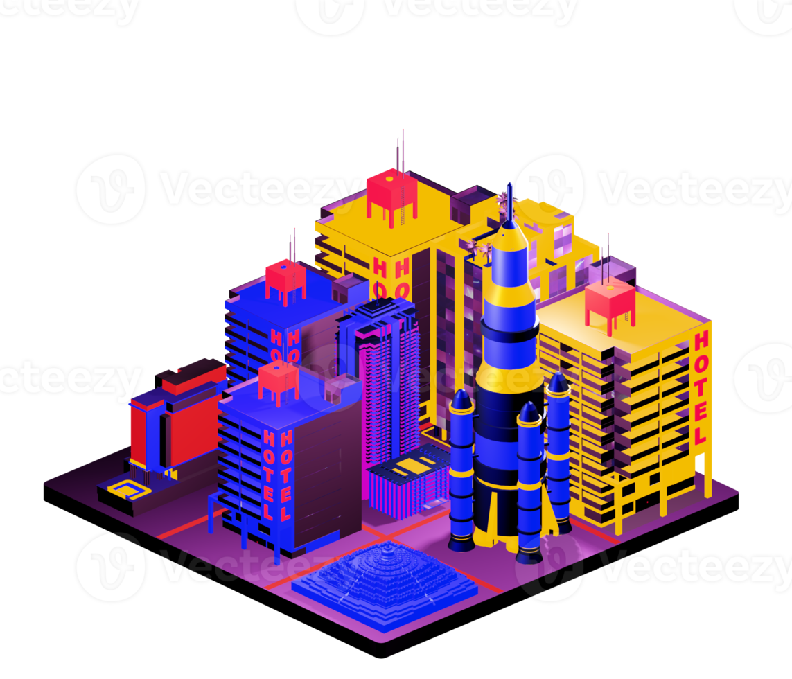 Isometric building in retro style png