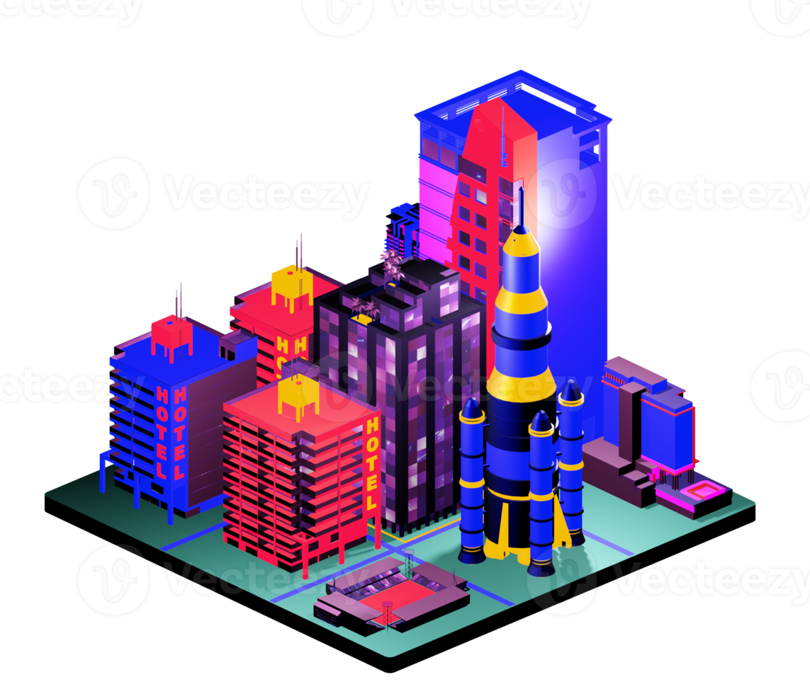 Isometric building arrangement png