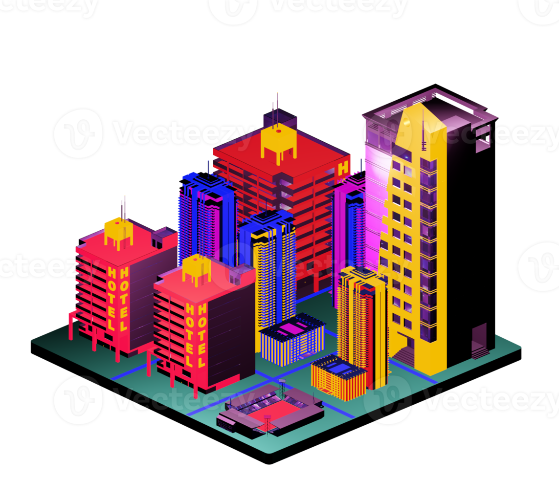 Isometric building arrangement png