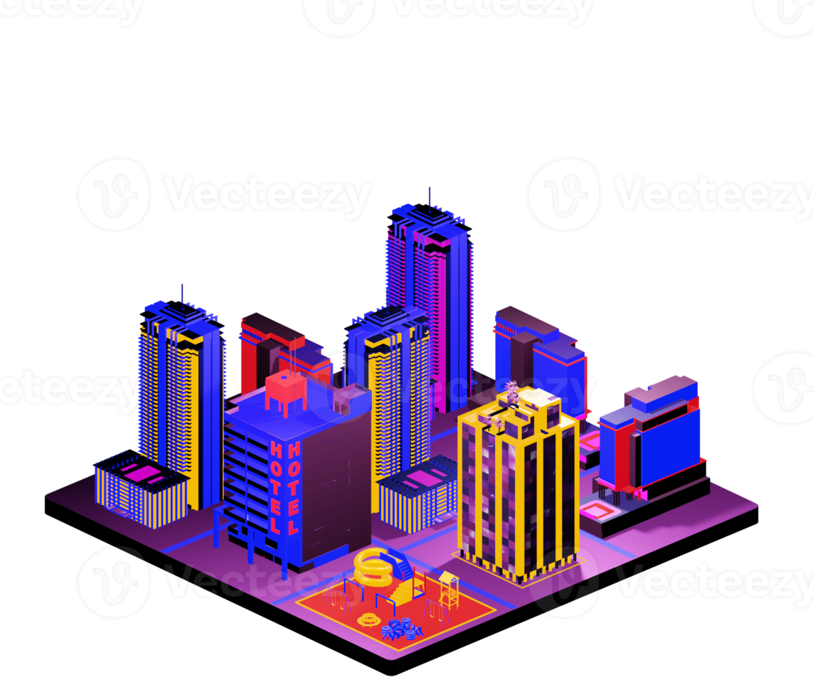 Isometric building arrangement png