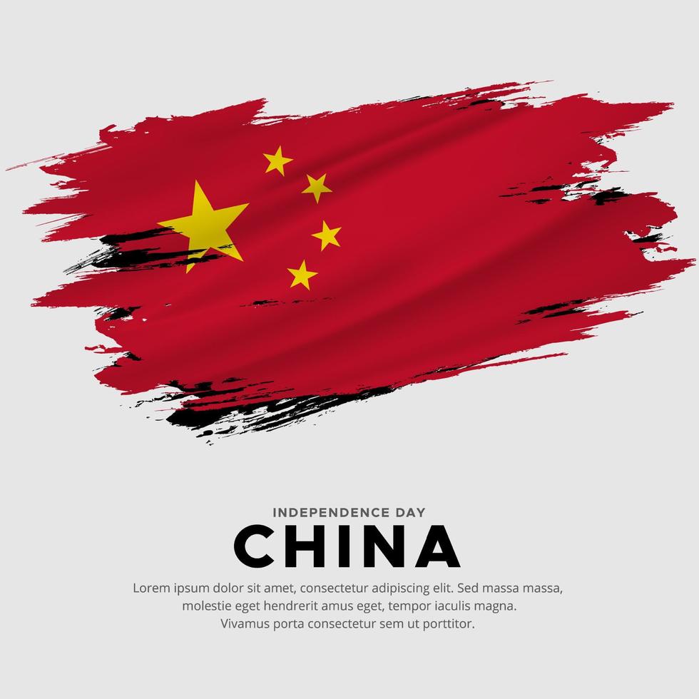 nuevo diseño del vector del día de la independencia de china. china con vector de bandera de pincel abstracto