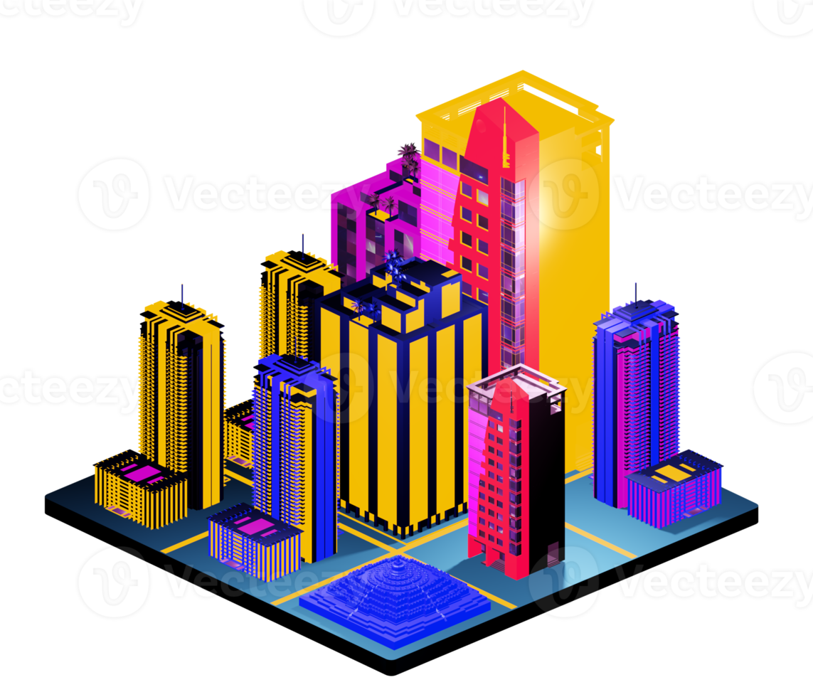 Isometric building in retro style png