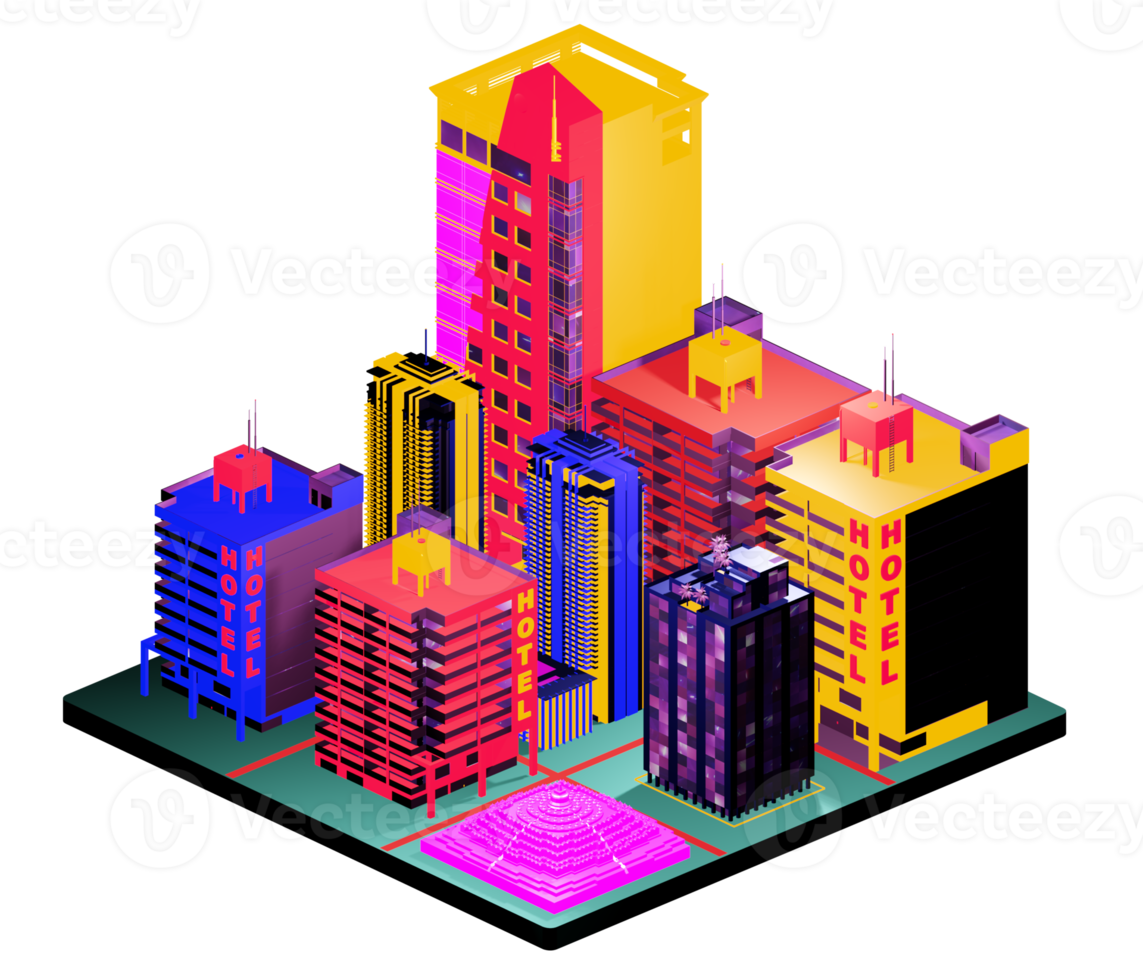 Retro isometric building png