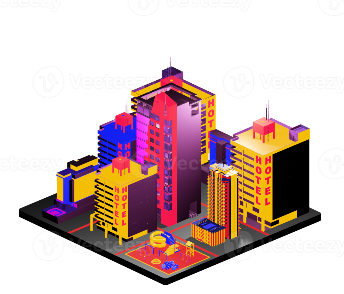 Isometric building arrangement png