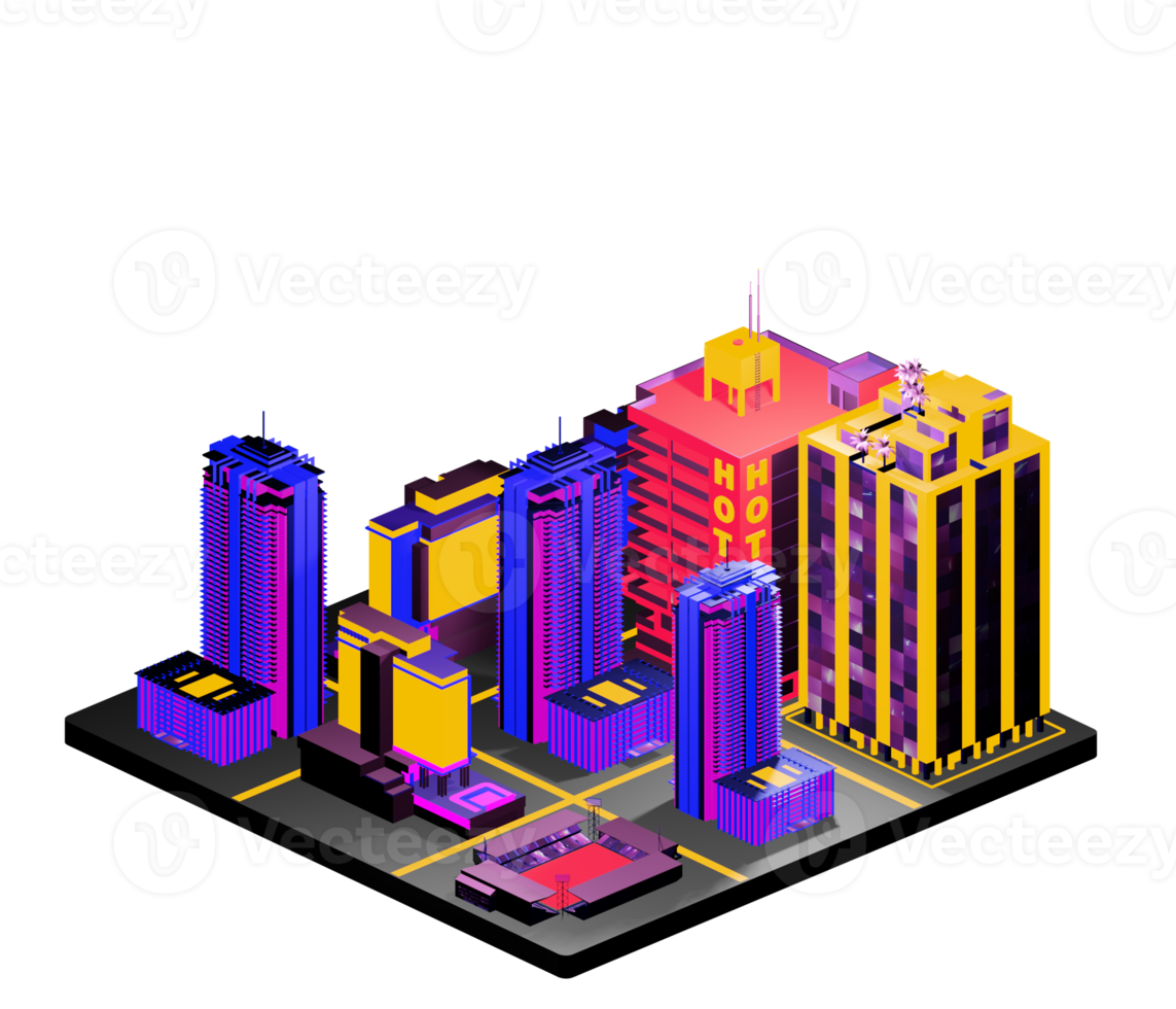 Isometric building arrangement png