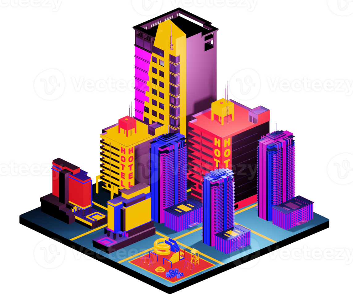 Isometric building arrangement png