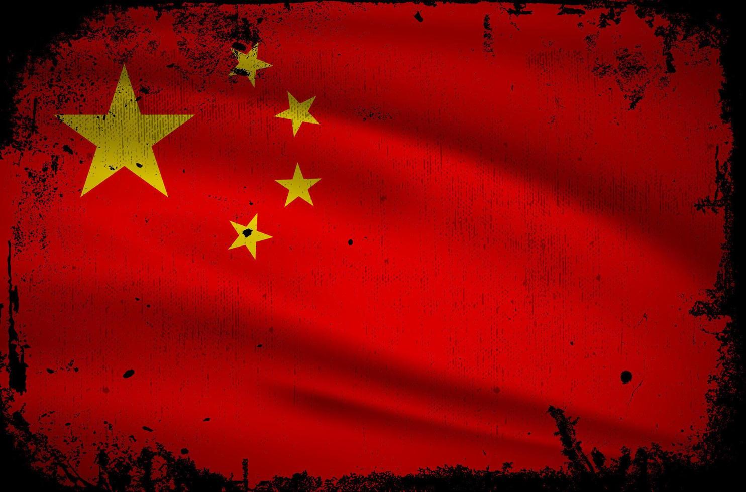 New Abstract China flag background vector with grunge stroke style. China Independence Day Vector Illustration.