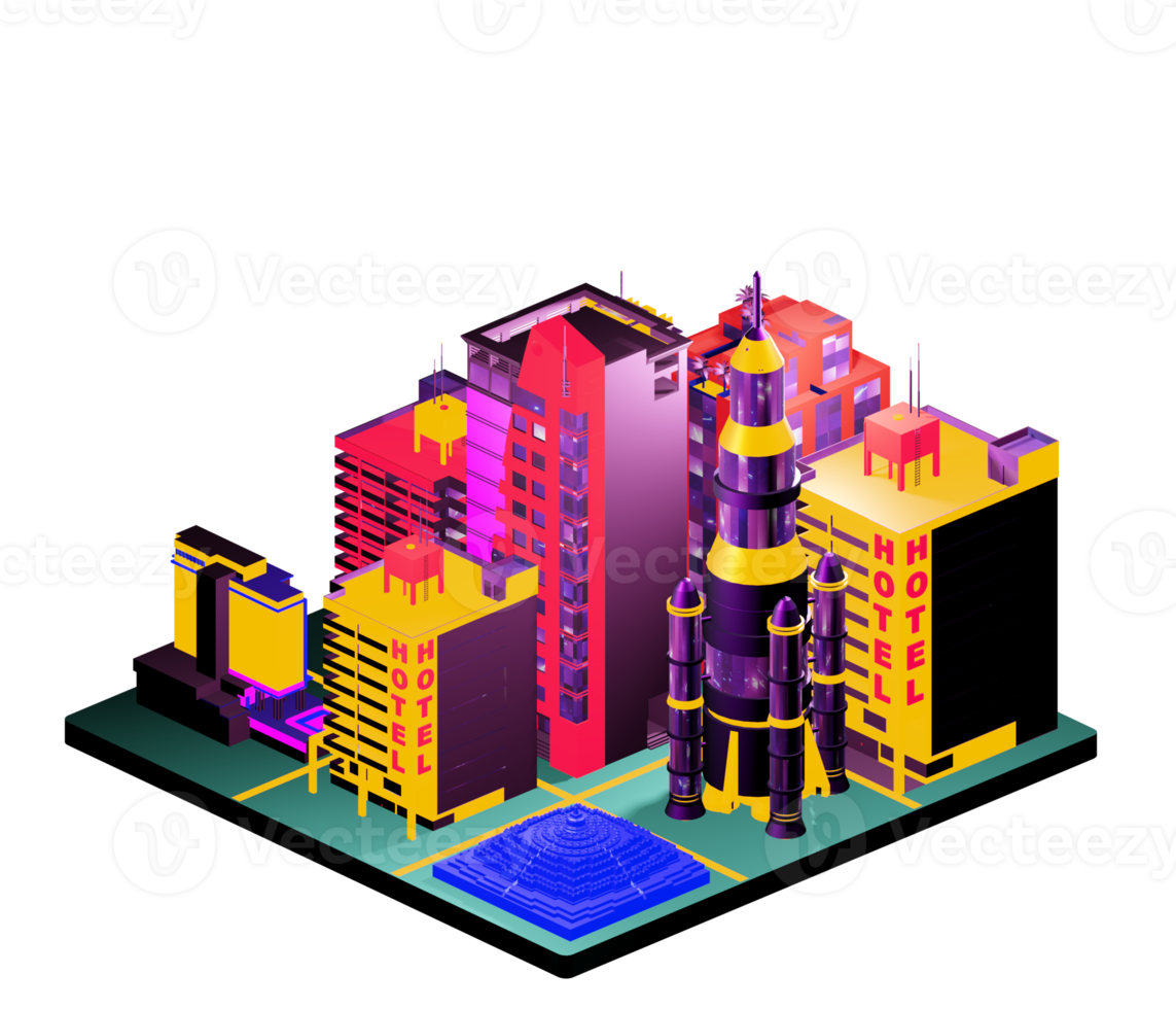 Isometric building in retro style png