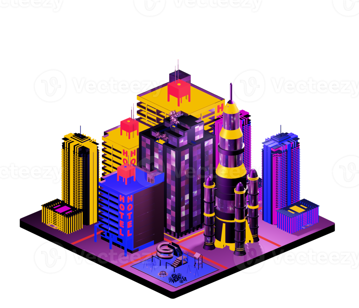 Isometric building in retro style png