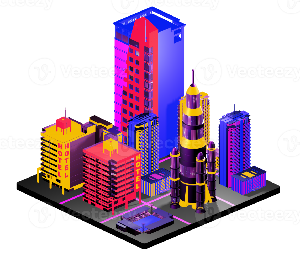 Isometric building in retro style png