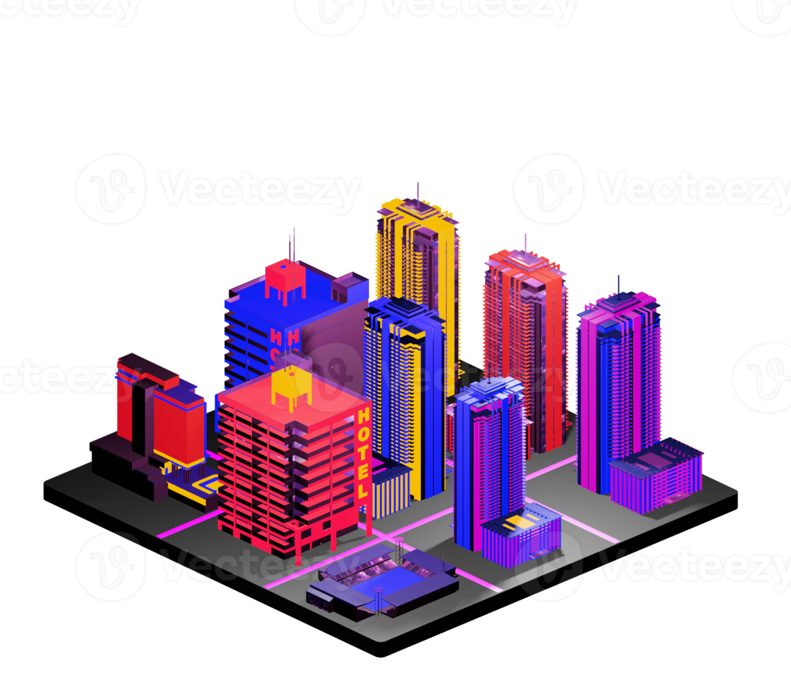 Retro isometric building png